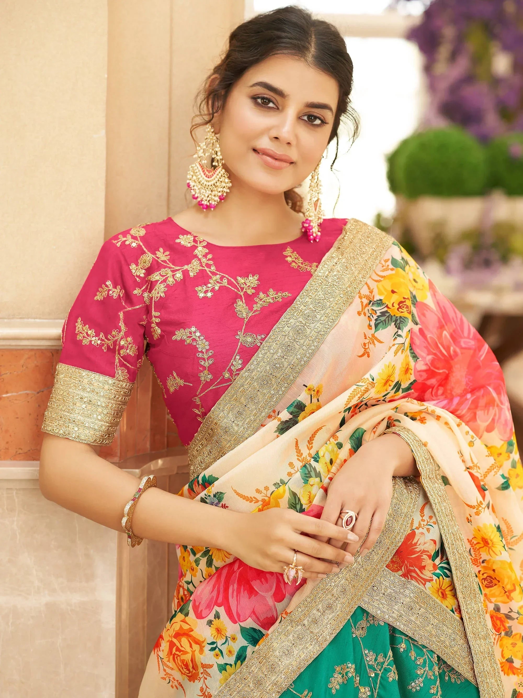 Enthralling Green Sequins Work Art Silk Sangeet Wear Lehenga Choli