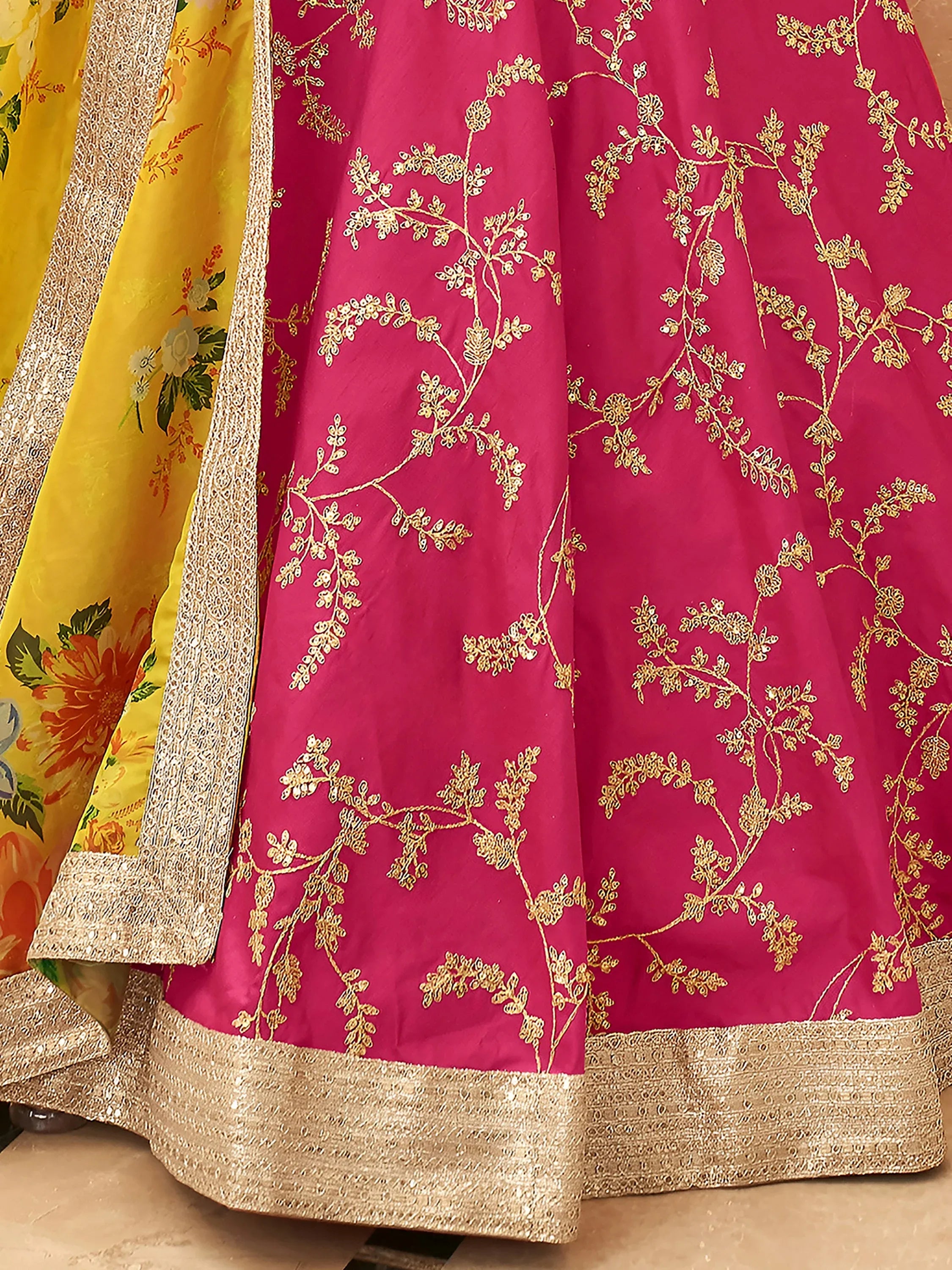 Fascinating Pink Sequins Work Art Silk Lehenga Choli With Dupatta