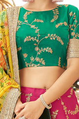 Fascinating Pink Sequins Work Art Silk Lehenga Choli With Dupatta