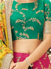 Fascinating Pink Sequins Work Art Silk Lehenga Choli With Dupatta