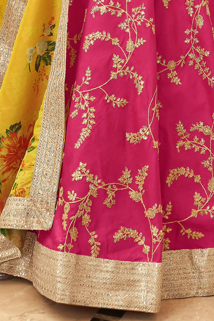 Fascinating Pink Sequins Work Art Silk Lehenga Choli With Dupatta