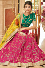 Fascinating Pink Sequins Work Art Silk Lehenga Choli With Dupatta