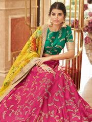 Fascinating Pink Sequins Work Art Silk Lehenga Choli With Dupatta