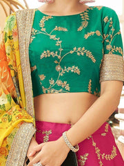 Fascinating Pink Sequins Work Art Silk Lehenga Choli With Dupatta