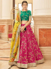 Fascinating Pink Sequins Work Art Silk Lehenga Choli With Dupatta