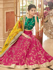 Fascinating Pink Sequins Work Art Silk Lehenga Choli With Dupatta