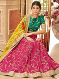 Fascinating Pink Sequins Work Art Silk Lehenga Choli With Dupatta