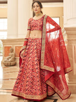 Astonishing Red Embroidered Art Silk Bridesmaid Lehenga Choli