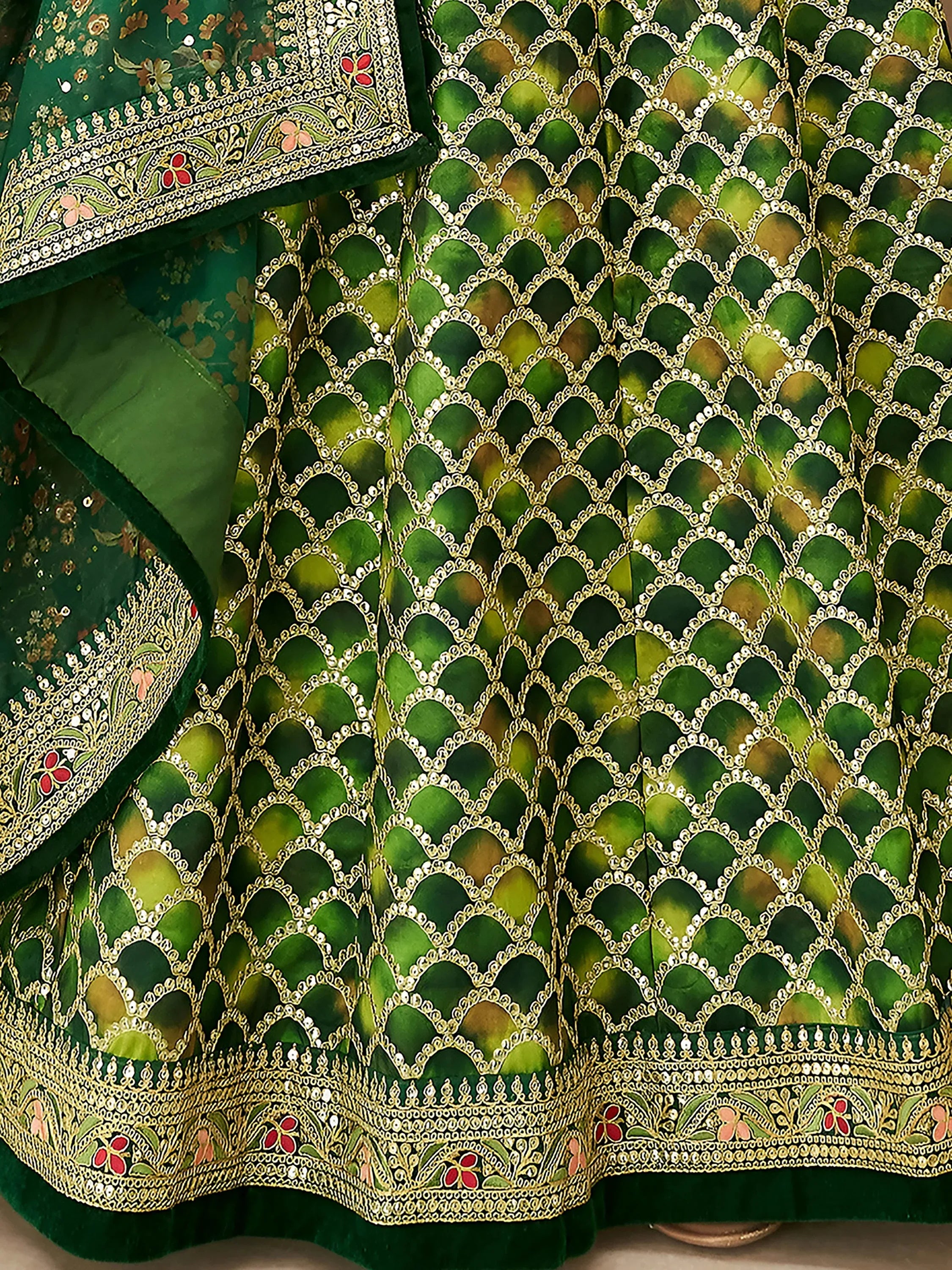 Marvelous Green Embroidered Art Silk Engagement Wear Lehenga Choli
