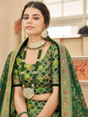 Marvelous Green Embroidered Art Silk Engagement Wear Lehenga Choli
