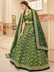 Marvelous Green Embroidered Art Silk Engagement Wear Lehenga Choli