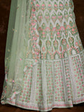Captivate Pista Green Embroidered Soft Net Wedding Lehenga Choli