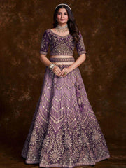 Charm Wine Embroidered Art Silk Engagement Wear Lehenga Choli
