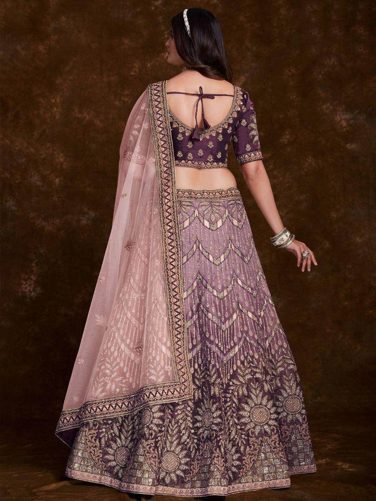 Charm Wine Embroidered Art Silk Engagement Wear Lehenga Choli