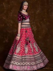 Blushing Pink Embroidered Art Silk Wedding Wear Lehenga Choli