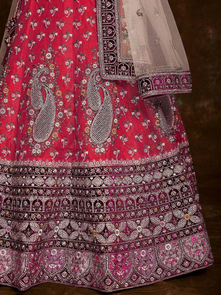Blushing Pink Embroidered Art Silk Wedding Wear Lehenga Choli