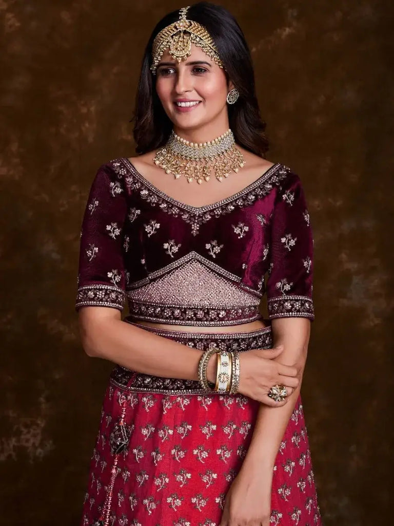 Blushing Pink Embroidered Art Silk Wedding Wear Lehenga Choli