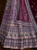 Charming Wine Embroidered Art Silk Reception Wear Lehenga Choli
