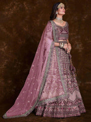 Radiance Wine Embroidered Art Silk Bridesmaid Lehenga Choli With Dupatta