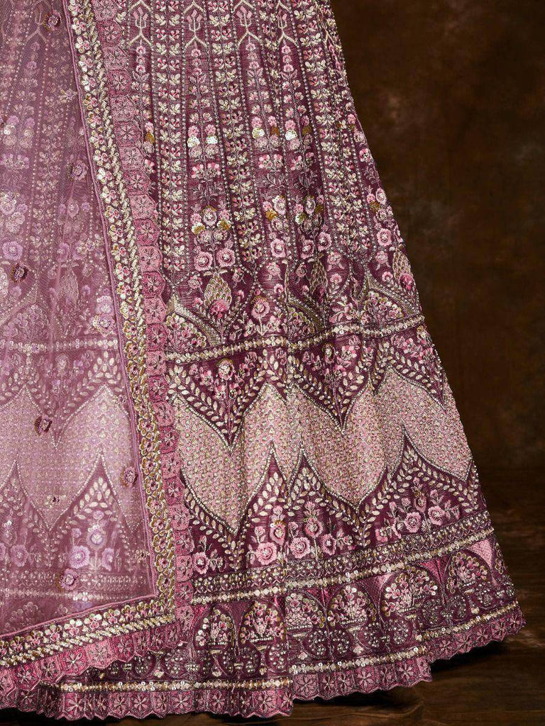 Radiance Wine Embroidered Art Silk Bridesmaid Lehenga Choli With Dupatta