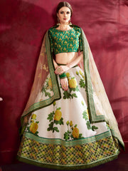 Amazing Green Embroidered Silk Function Wear Plus Size Lehenga Choli