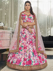 Ravishing Light Pink Floral Printed Art Silk Lehenga Choli