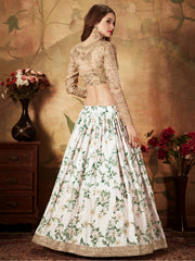 Enchanting White Printed Organza Festival Wear Plus Size Lehenga Choli
