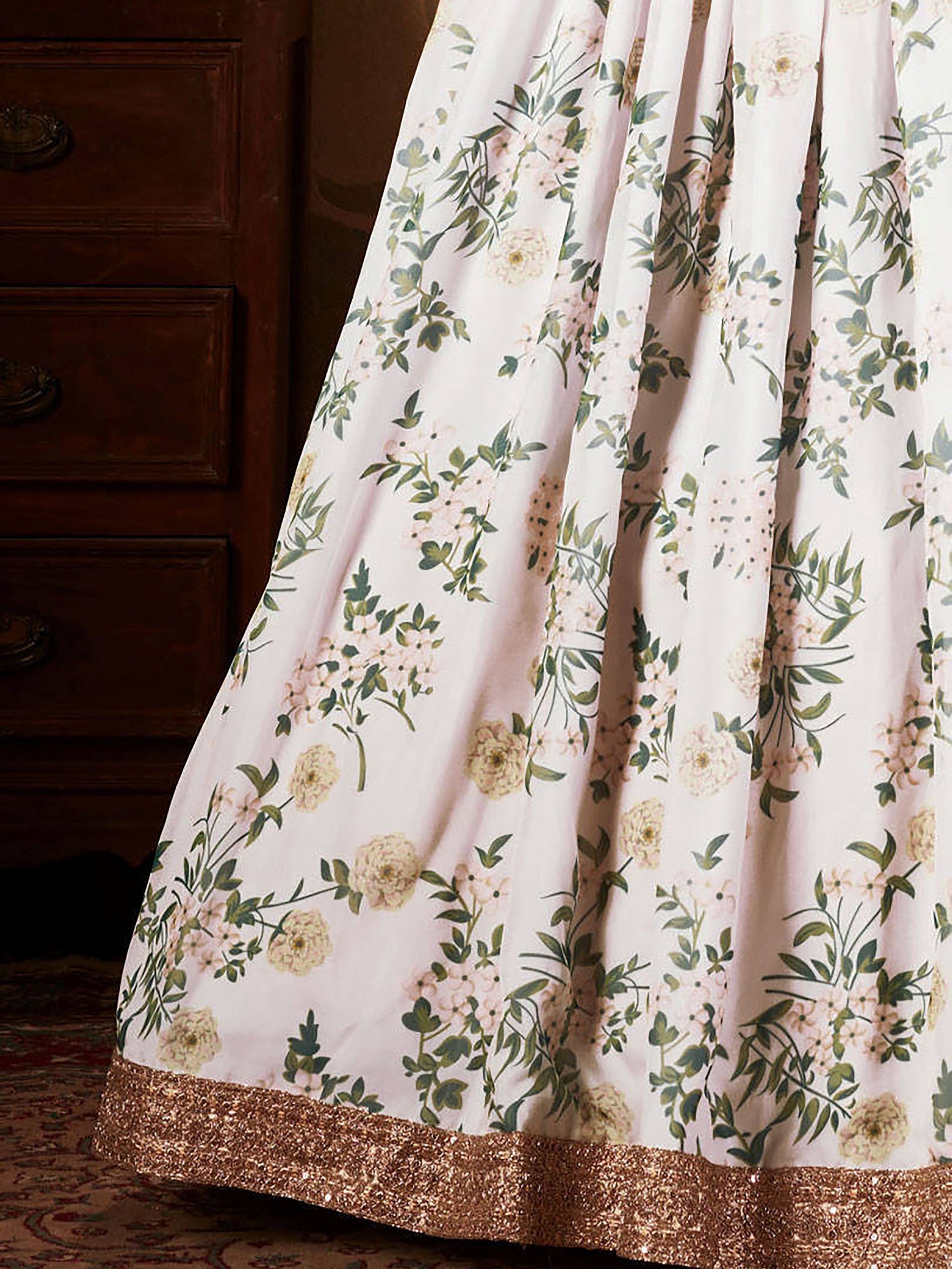 Enchanting White Printed Organza Festival Wear Plus Size Lehenga Choli