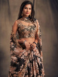 Black Floral Embroidered Organza Wedding Wear Lehenga Choli