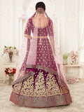 Purple Zari Embroidered Bridal Lehenga Choli
