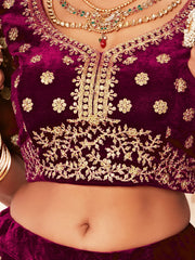 Purple Zari Embroidered Bridal Lehenga Choli