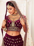 Purple Zari Embroidered Bridal Lehenga Choli