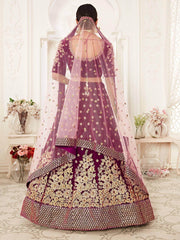 Purple Zari Embroidered Bridal Lehenga Choli