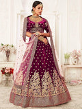 Purple Zari Embroidered Bridal Lehenga Choli