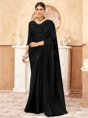 Glamorous Black Jimi Silk Big Event Wear Saree With Choli For Women