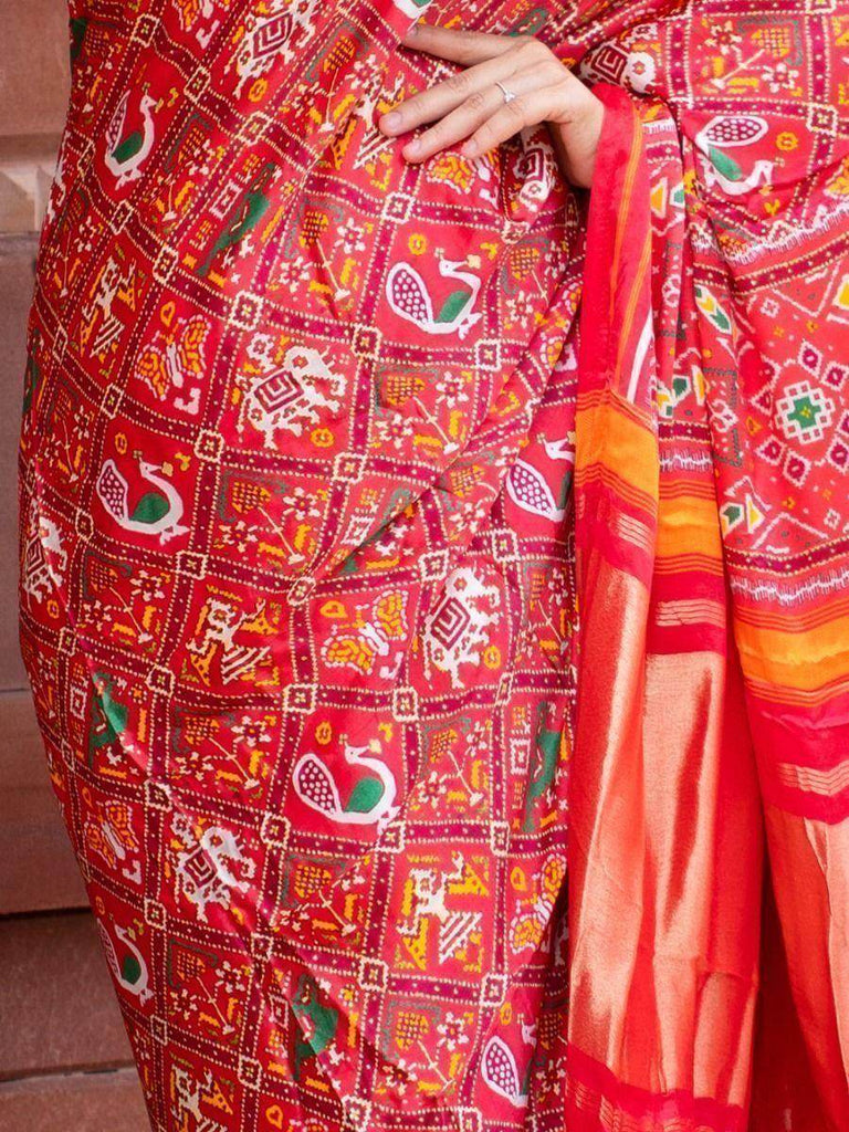 Fabulous Red Patola Printed Pure Gaji Silk Festive Wear Saree
