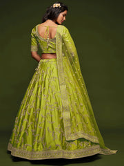 Glamorous Green Embroidered Silk Designer Plus Size Lehenga Choli