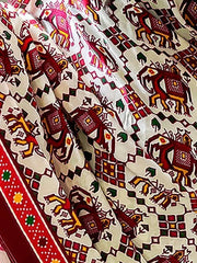Adorable White Patola Print Gajji Silk Marriage Wear Saree With Blouse