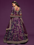 Purple Thread Embroidery Art Silk Wedding Wear Lehenga Choli