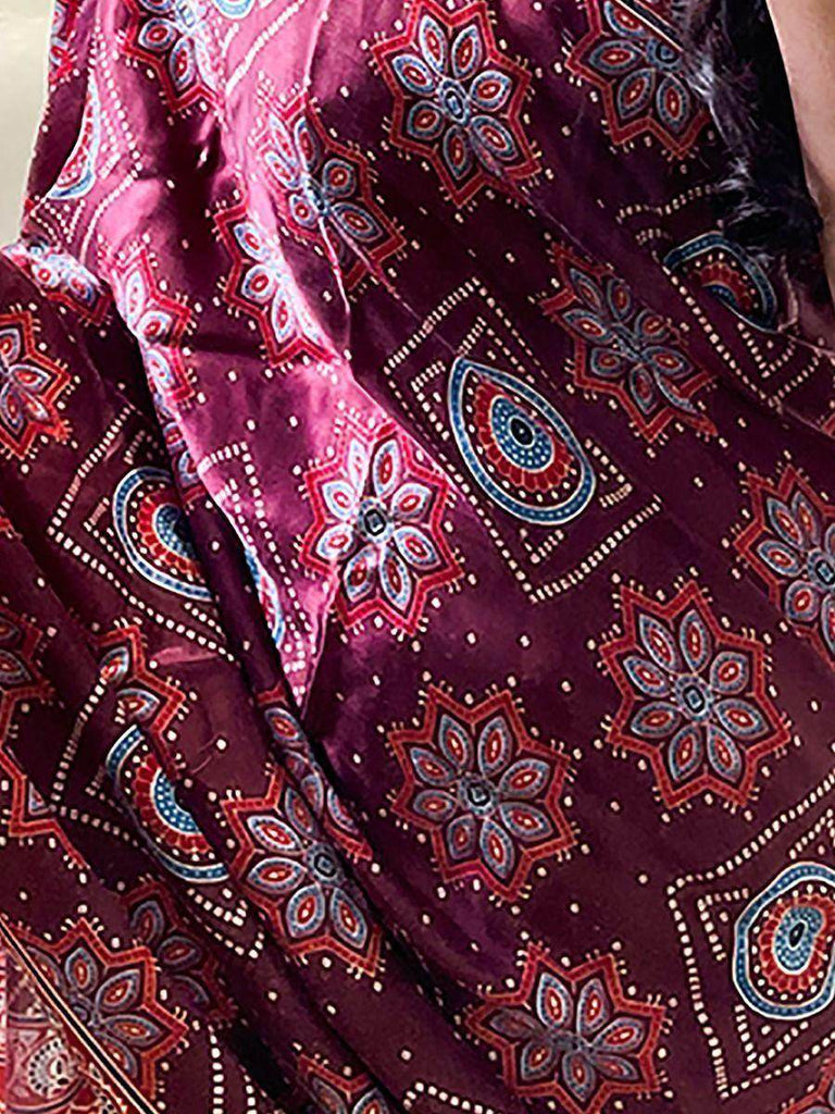 Ravishing Maroon Patola Print Gajji Silk Marriage Wear Saree With Blouse