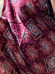 Ravishing Maroon Patola Print Gajji Silk Marriage Wear Saree With Blouse