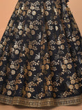 Magnetic Black Sequins Work Slub Silk Reception Wear Lehenga Choli