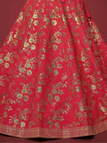 Bewitching Red Zari Work Slub Silk Wedding Wear Lehenga Choli