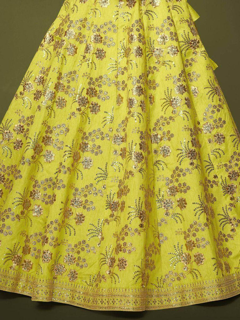 Prodigious Neon Green Sequins Work lehenga Choli With Dupatta