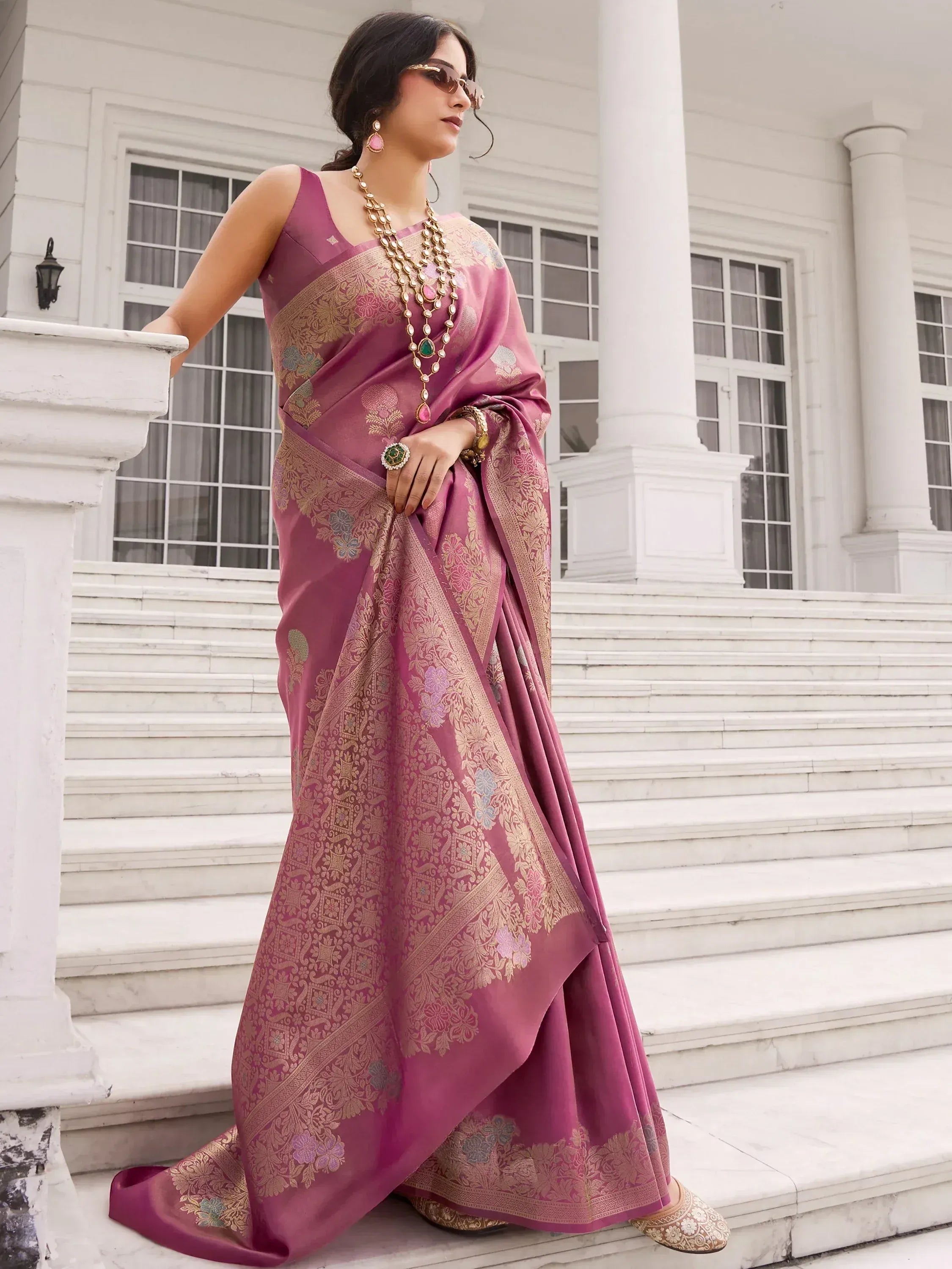 Fascinating Wine Zari Weaving Silk Engagement Wear Saree With Blouse