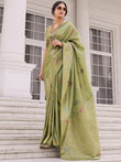 Amazing Green Zari Weaving Silk Festival Wear Saree With Blouse
