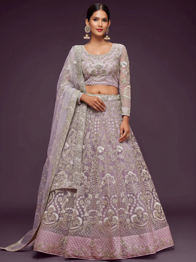 Exquisite Lilac Dori Work Soft Net Occasion Wear Lehenga Choli