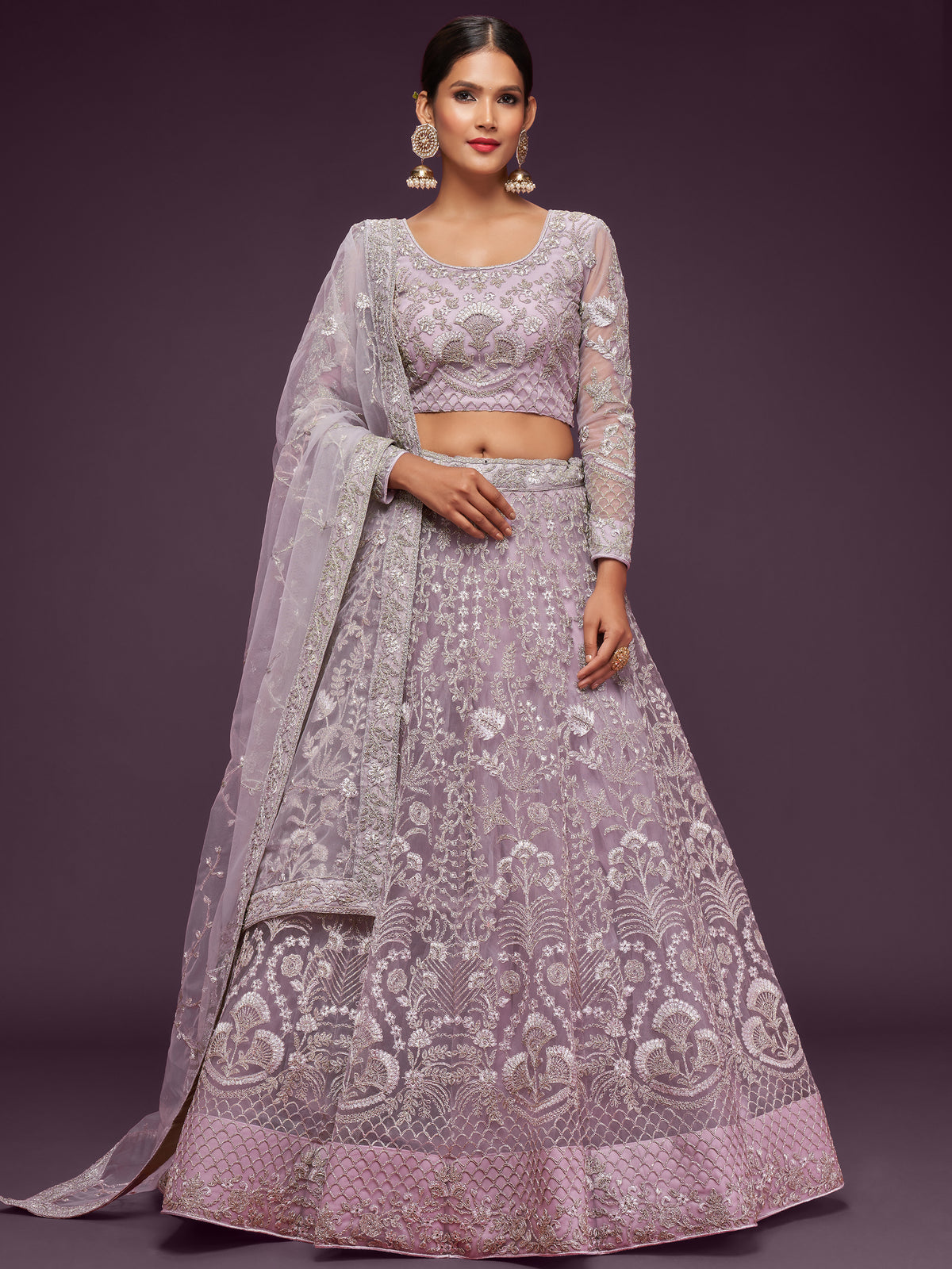 Exquisite Lilac Dori Work Soft Net Occasion Wear Lehenga Choli