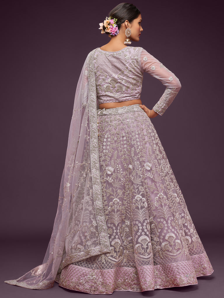 Exquisite Lilac Dori Work Soft Net Occasion Wear Lehenga Choli