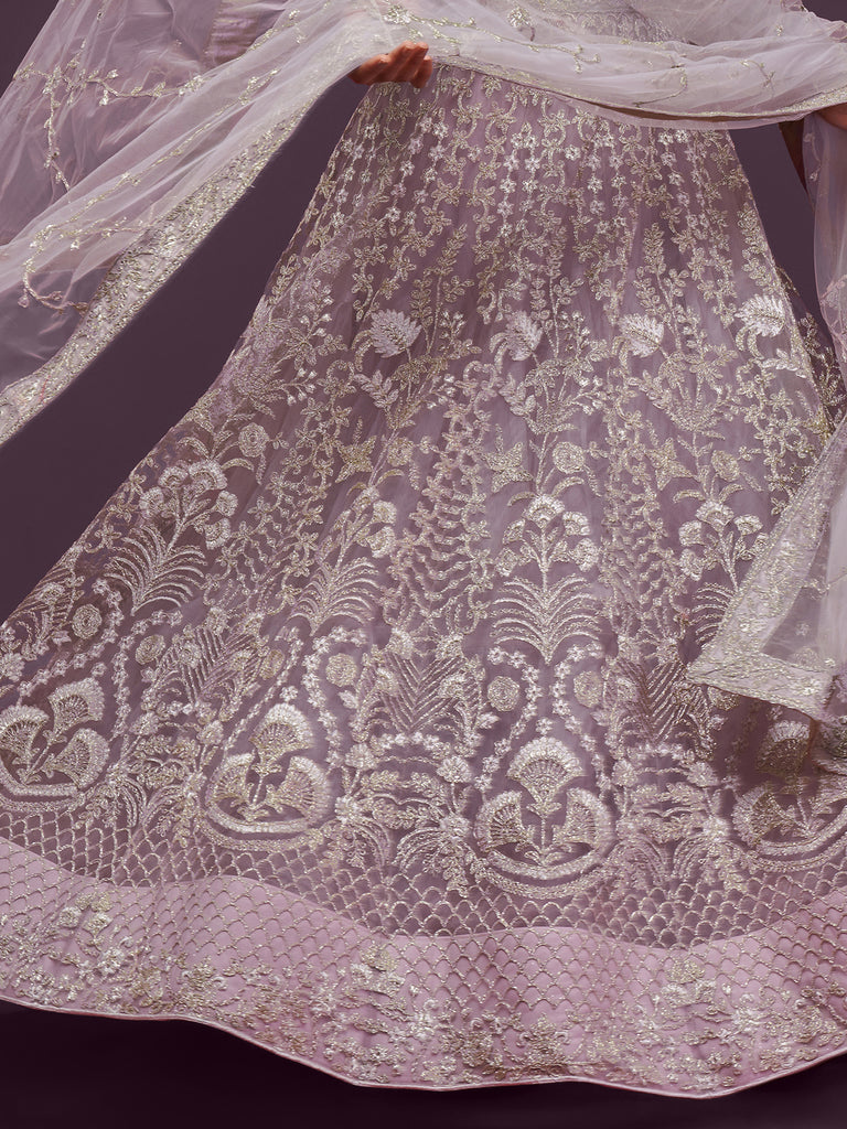 Exquisite Lilac Dori Work Soft Net Occasion Wear Lehenga Choli